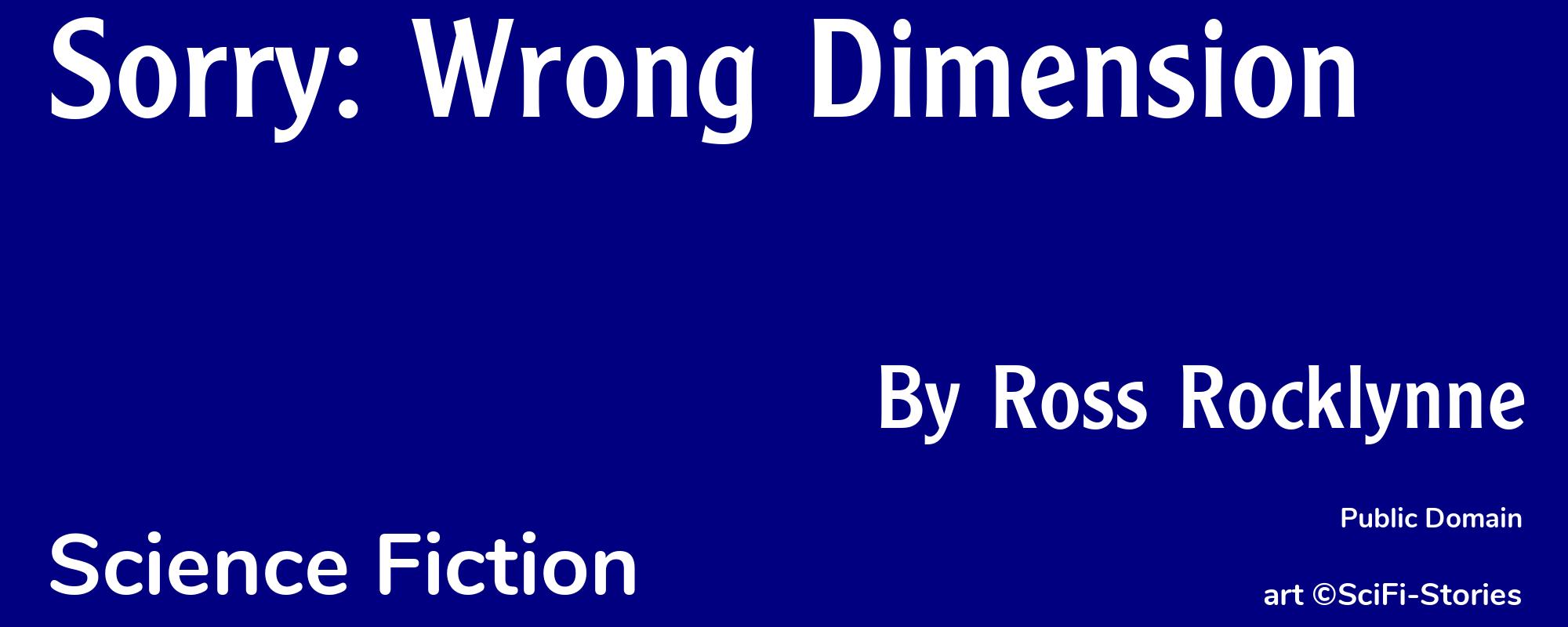 Sorry: Wrong Dimension - Cover