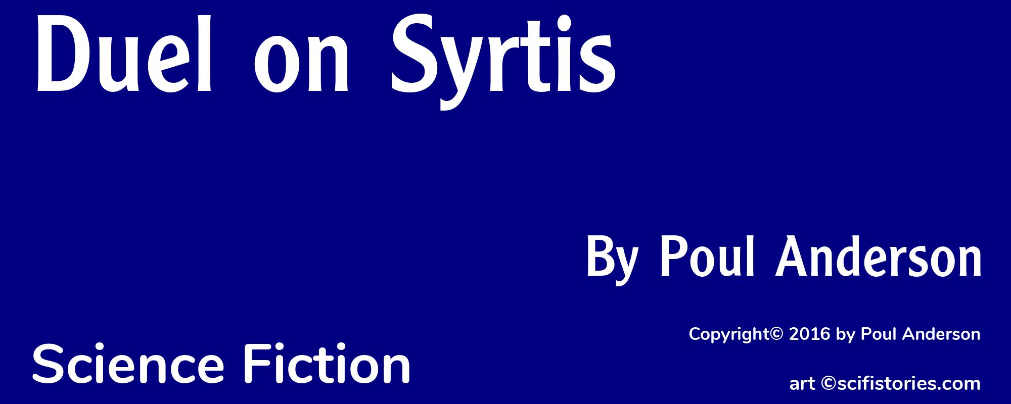 Duel on Syrtis - Cover
