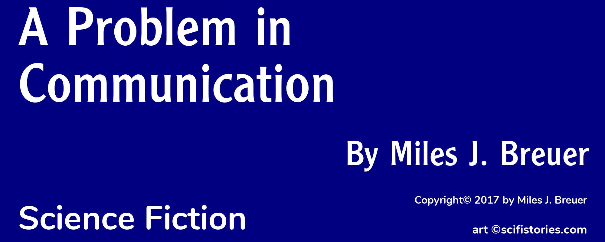 A Problem in Communication - Cover