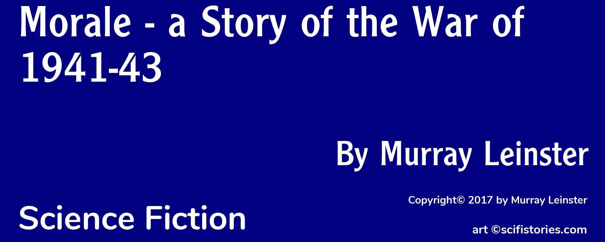 Morale - a Story of the War of 1941-43 - Cover